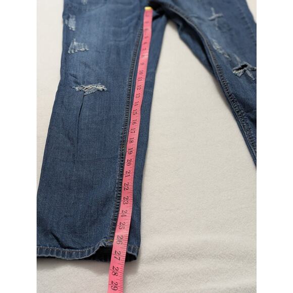FOREVER 21 Bib Overalls Sz 28 Button Up Blue‎ Medium Wash Denim Distressed Y2k - Picture 11 of 14